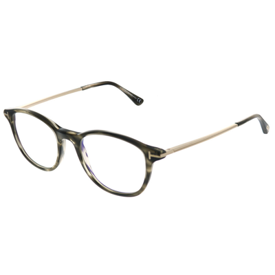 Tom Ford Blue Block Soft Rounded Ft 5553-b 056 Unisex Round Eyeglasses 50mm In Grey