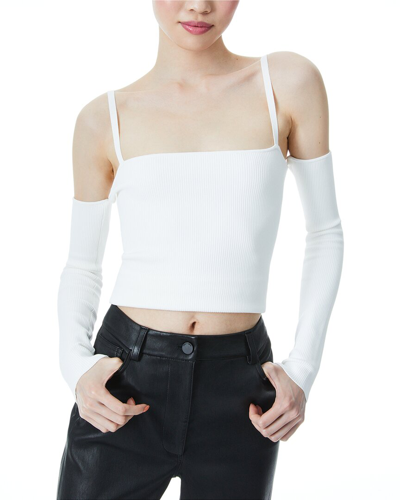 Alice And Olivia Alice + Olivia Evia Fitted Square Neck Top In White