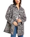 Jane Post Printed Car Coat In Blue