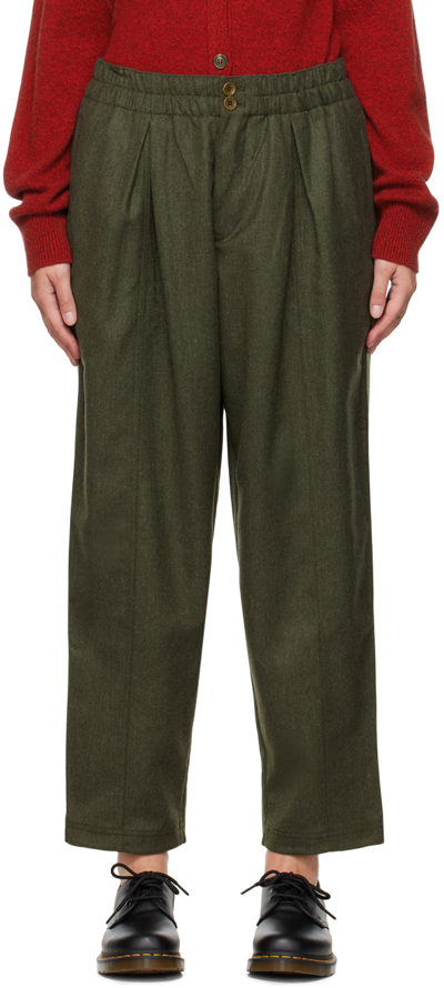 Ymc You Must Create Sylvian Cropped Pleated Trousers In Green