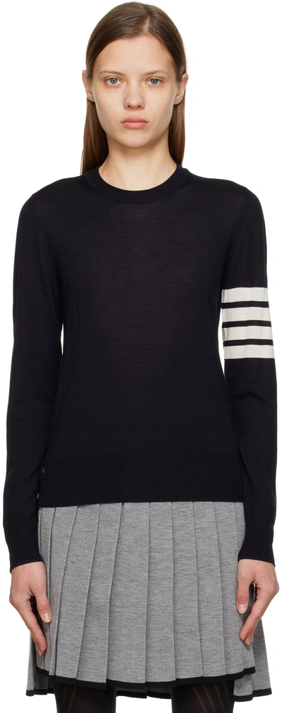 Thom Browne Striped-sleeve Merino-wool Knit Jumper In Blue