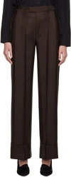 Bite Brown Striped Trousers In Dark Brown 45