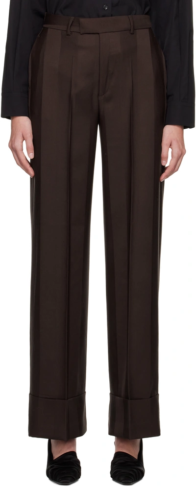 Bite Brown Striped Trousers In Dark Brown 45