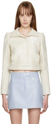 Courrèges Logo Cropped Faux Leather Jacket In Off White