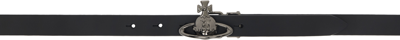 Vivienne Westwood Black Orb Buckle Palladium Belt In N401 Black