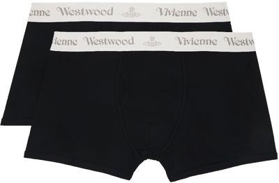Vivienne Westwood Two-pack Black Logo Boxers In N401 Black