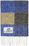 Marni Brushed Wool Check Scarf In Chb57 Mazarine Blue