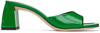 BY FAR GREEN ROMY HEELED SANDALS