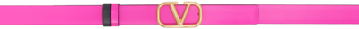 Valentino Garavani Reversible Black & Pink Vlogo Belt In Uxg Pink Pp/nero
