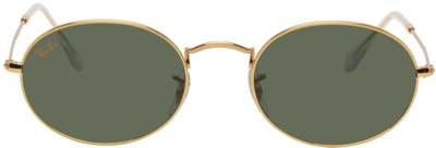 Ray Ban Oval 1970 Legend Gold Sunglasses Gold Frame Green Lenses 54-19 In Gold Tone,green