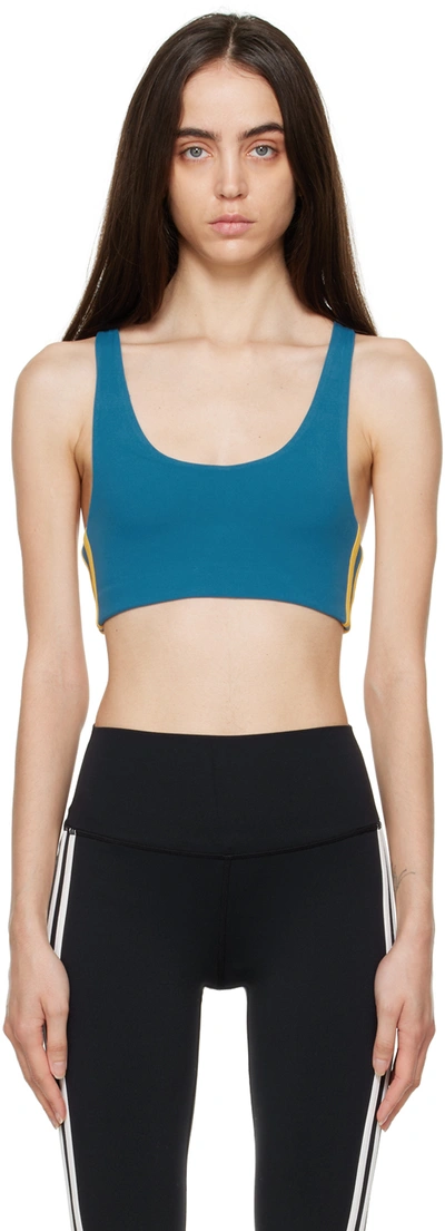 Splits59 Blue Ella Airweight Sport Bra In Stone Blue/mustard