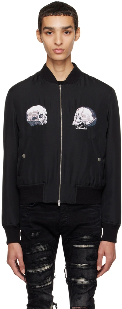 AMIRI BLACK WES LANG EDITION DUAL SKULL BOMBER