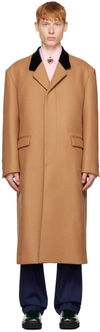 Marni Single-breasted Virgin Wool Coat In 00m20 Earth Of Siena