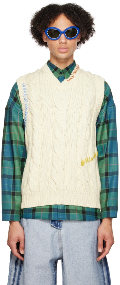 Marni Cable Knit Sleeveless Sweater In Cream