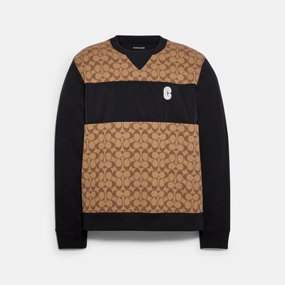 Coach Outlet Signature Crewneck Sweatshirt In Brown