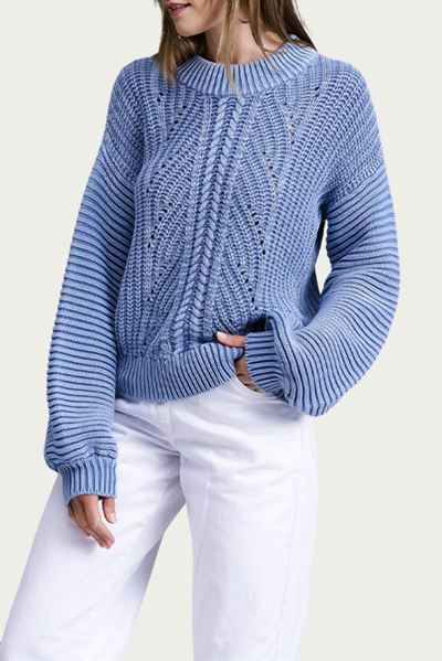 Flat White Ternay Mineral Wash Ribbed Sweater In Acid Blue