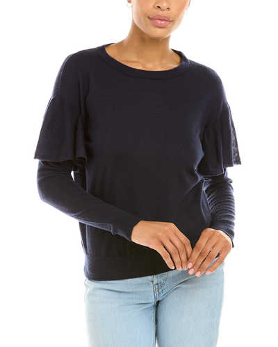 Autumn Cashmere Ruffle Sleeve Cashmere Sweater In Blue