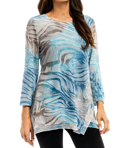 Adore Burnout Tunic Top In Blue Gray