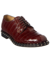 Valentino Rockstud Croc-embossed Leather Oxford In Black