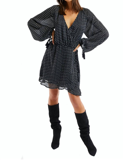 Allison New York Paint Dot Wrap Dress In Black