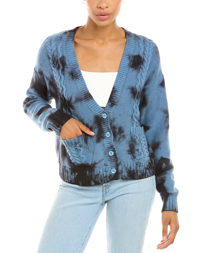 Autumn Cashmere Cotton By  Tie-dye Cable V-neck Cardigan In Blue