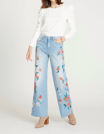 Driftwood Charlee Wide Leg In Bright Sky Floral In White
