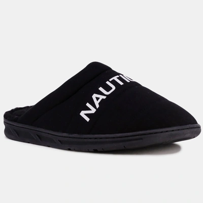 Nautica Logo Jersey Slipper In Black