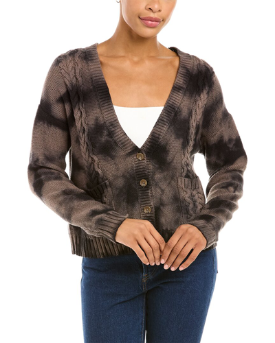 Autumn Cashmere Tie Dye Cable V-neck Cardigan In Brown