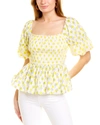 Ash & Eden Rucha Puff Sleeve Blouse In White