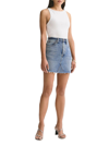 Agolde Crisscross Raw Hem Denim Miniskirt In Blue