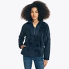 NAUTICA WOMENS MIXED MEDIA QUARTER-ZIP SHERPA FLEECE