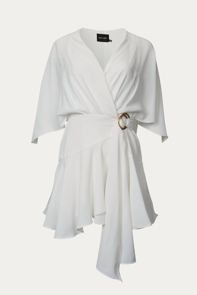 Do + Be Ruffled Woven Wrap Mini Dress In Off White