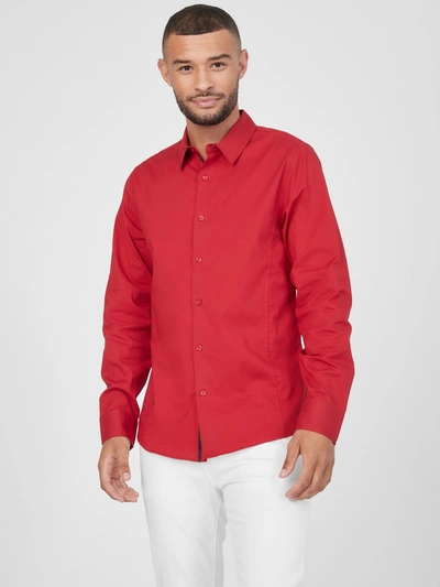 Guess Factory Damon Poplin Shirt In Red