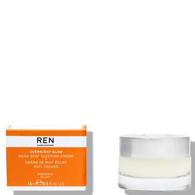 Ren Clean Skincare Overnight Glow Dark Spot Sleeping Cream 15ml In White
