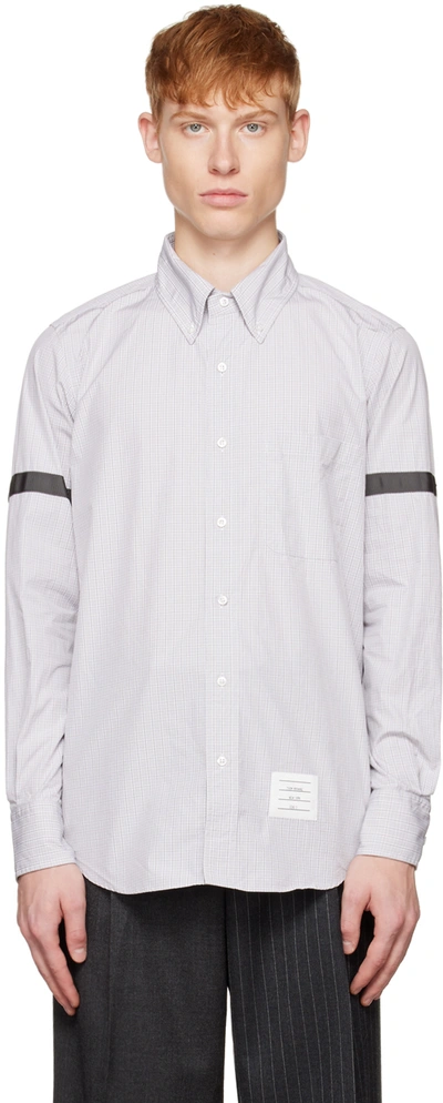 Thom Browne Grosgrain-armband Cotton Shirt In Grey
