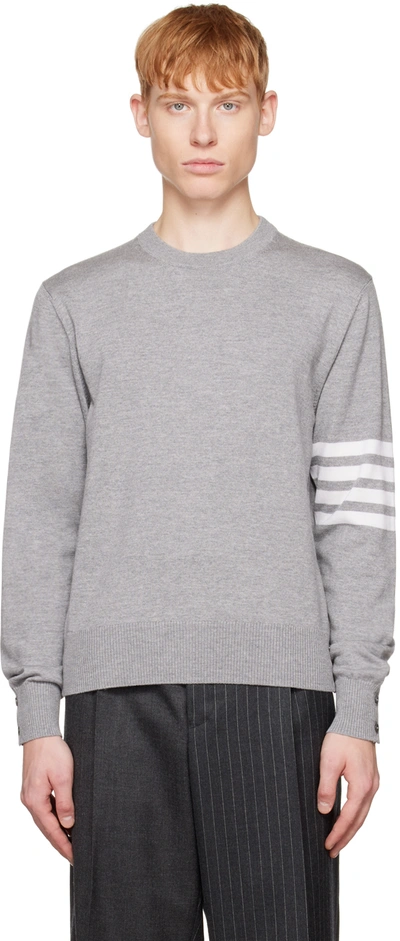 Thom Browne Gray 4-bar Sweater In 055 Lt Grey
