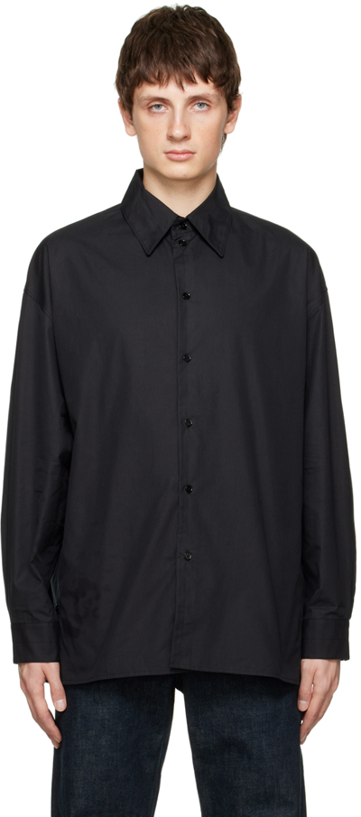 Lemaire Twisted Cotton Poplin Shirt In Black