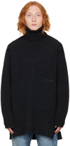 Off-white Micro Boucle Extra-long Turtleneck Jumper In Black Black