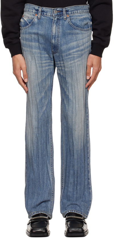 Martine Rose Blue Crinkle Jeans In Dblwsh Dirty Blue Wa
