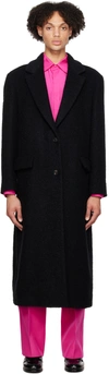 VALENTINO BLACK SINGLE-BREASTED COAT