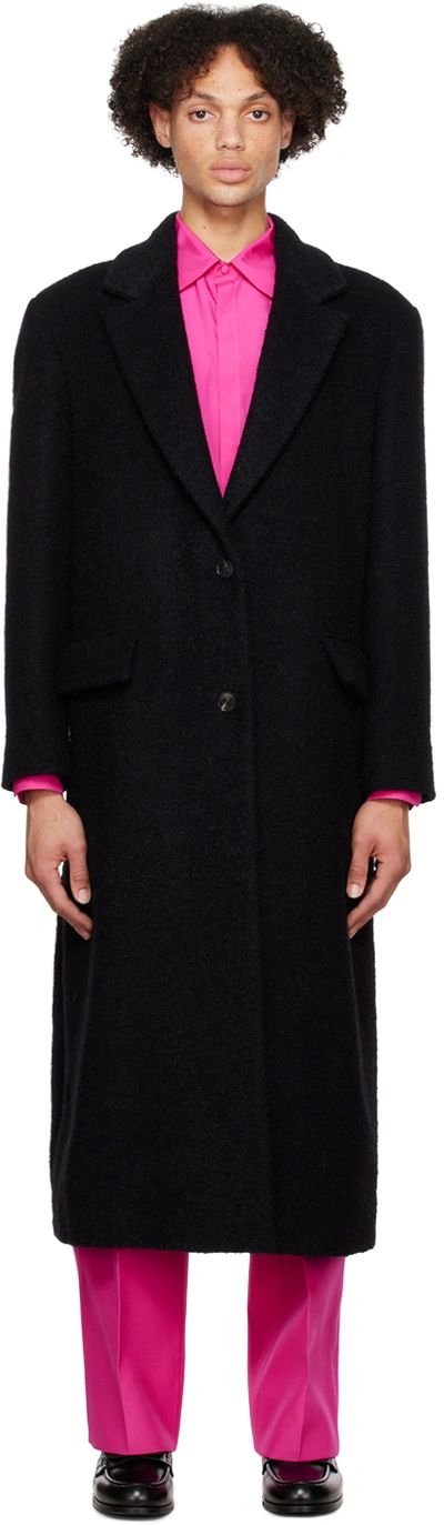 Valentino Black Single-breasted Coat In 0no Nero