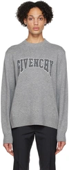 GIVENCHY GRAY COLLEGE SWEATER