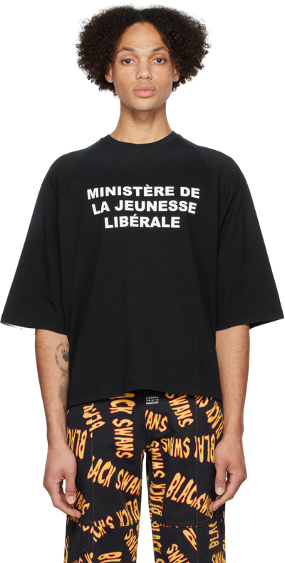 Liberal Youth Ministry Slogan-print Short-sleeve T-shirt In 黑色