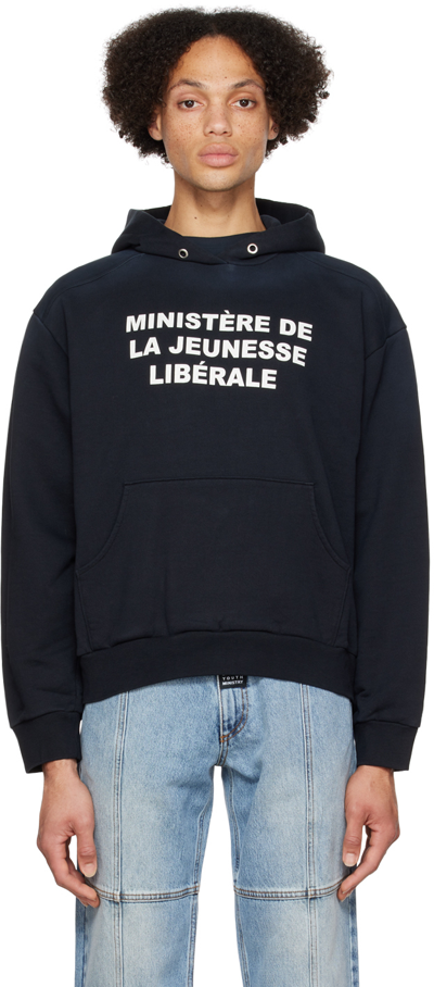 Liberal Youth Ministry Brand-print Boxy-fit Cotton-jersey Hoody In Black