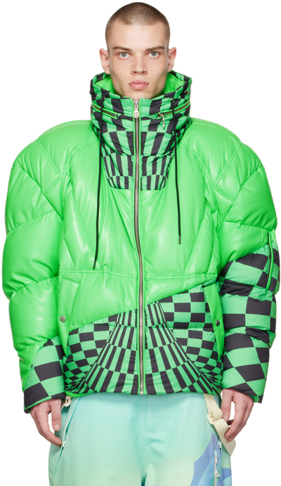 Chen Peng Green Motorcycle Down Coat In Cpc436