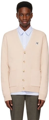 Maison Kitsuné Grey Fox Head Patch Relaxed Cardigan Beige In P220 Beige