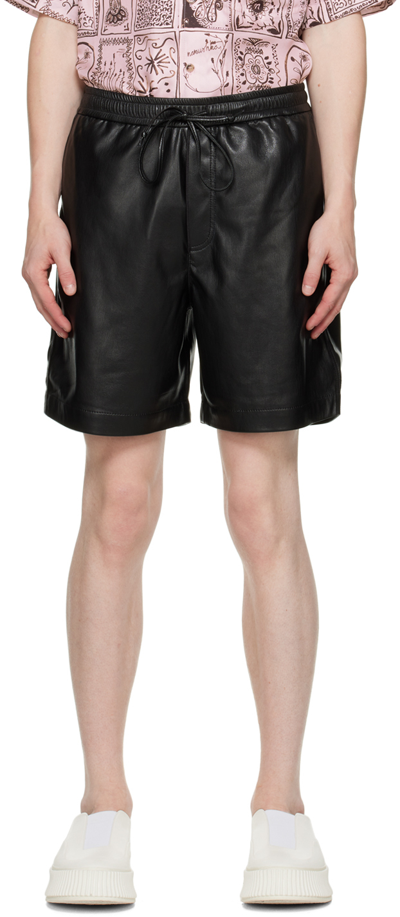 Nanushka Black Vegan Leather Doxxi Shorts