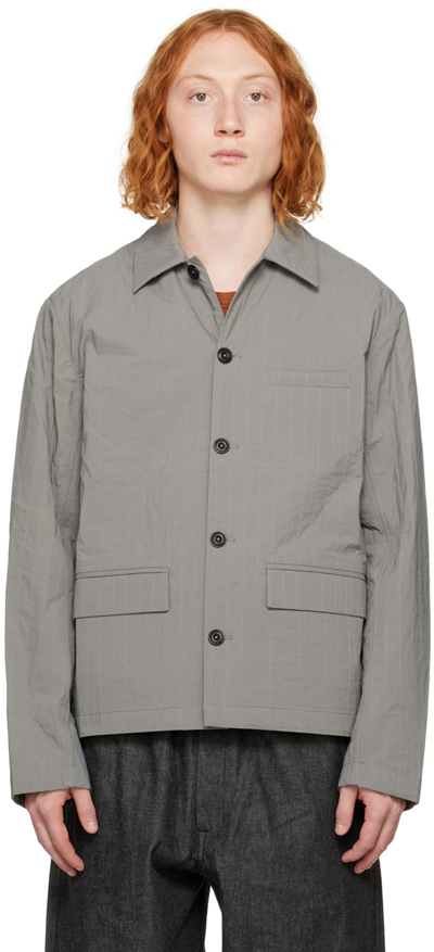 Sage Nation Quilted Shirt Jacket In Grey