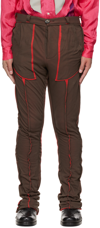 Edward Cuming Brown & Red Paneled Trousers In Brown/red