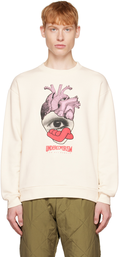 Undercoverism Off-white Heart Sweatshirt In Ivory